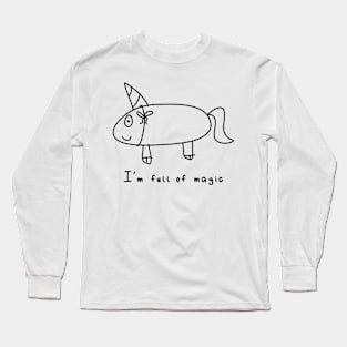 Unicorn Magic Funny Comic Cartoon Silly Joke Long Sleeve T-Shirt